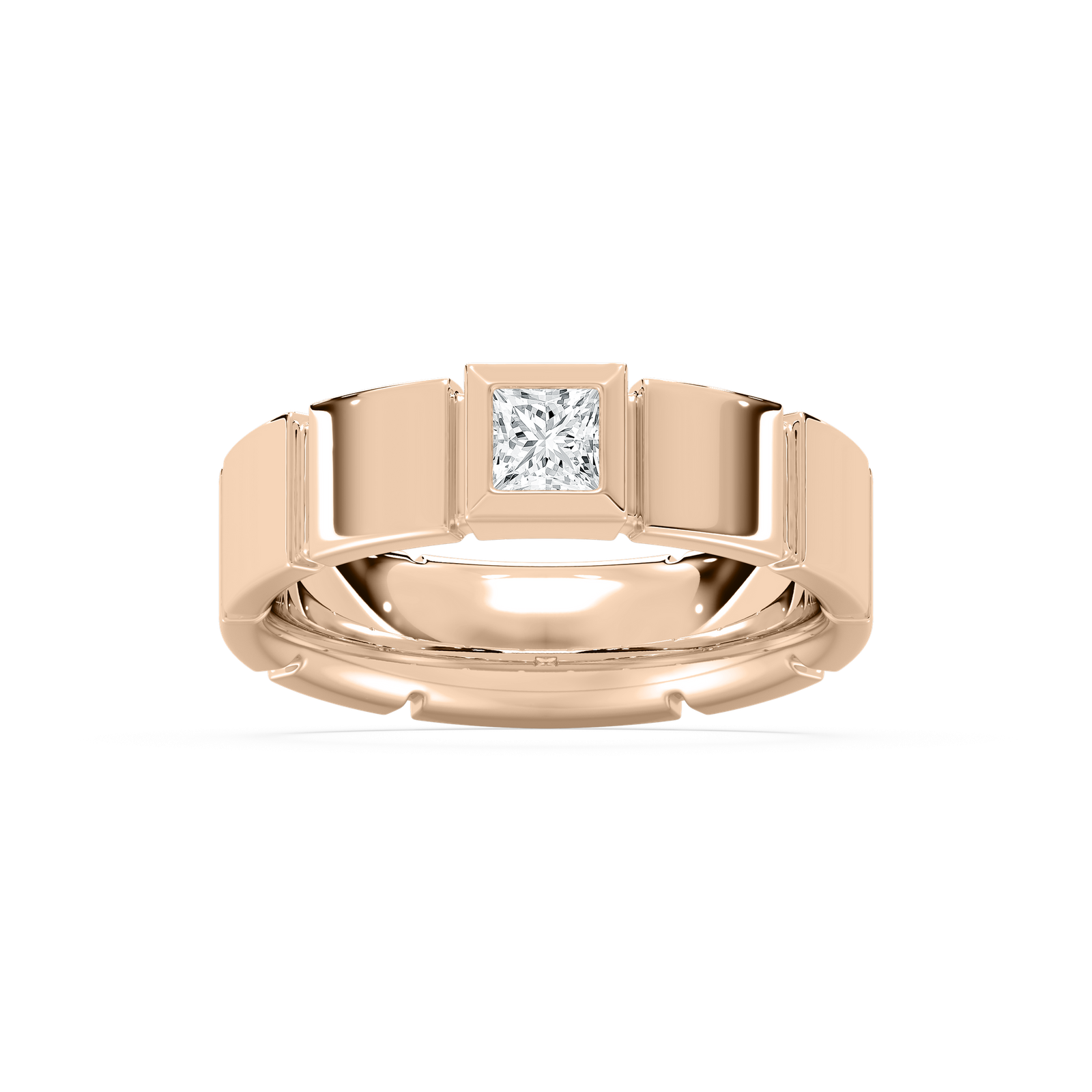 Liam Square Cut Wide Band in Rose Gold