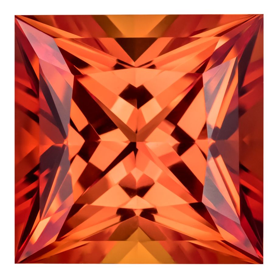 0.90 Carat Princess Cut Lab-Created Padparadscha