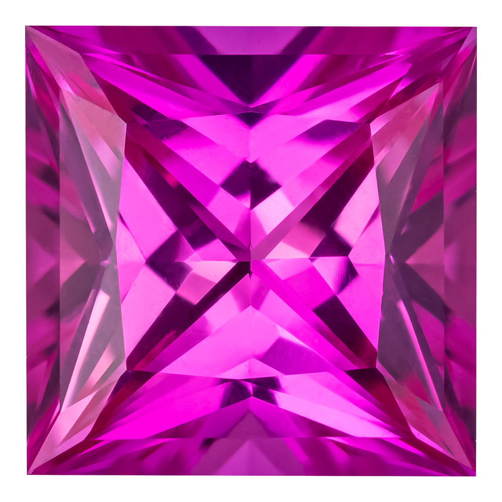5.35 Carat Princess Cut Lab-Created Pink Sapphire