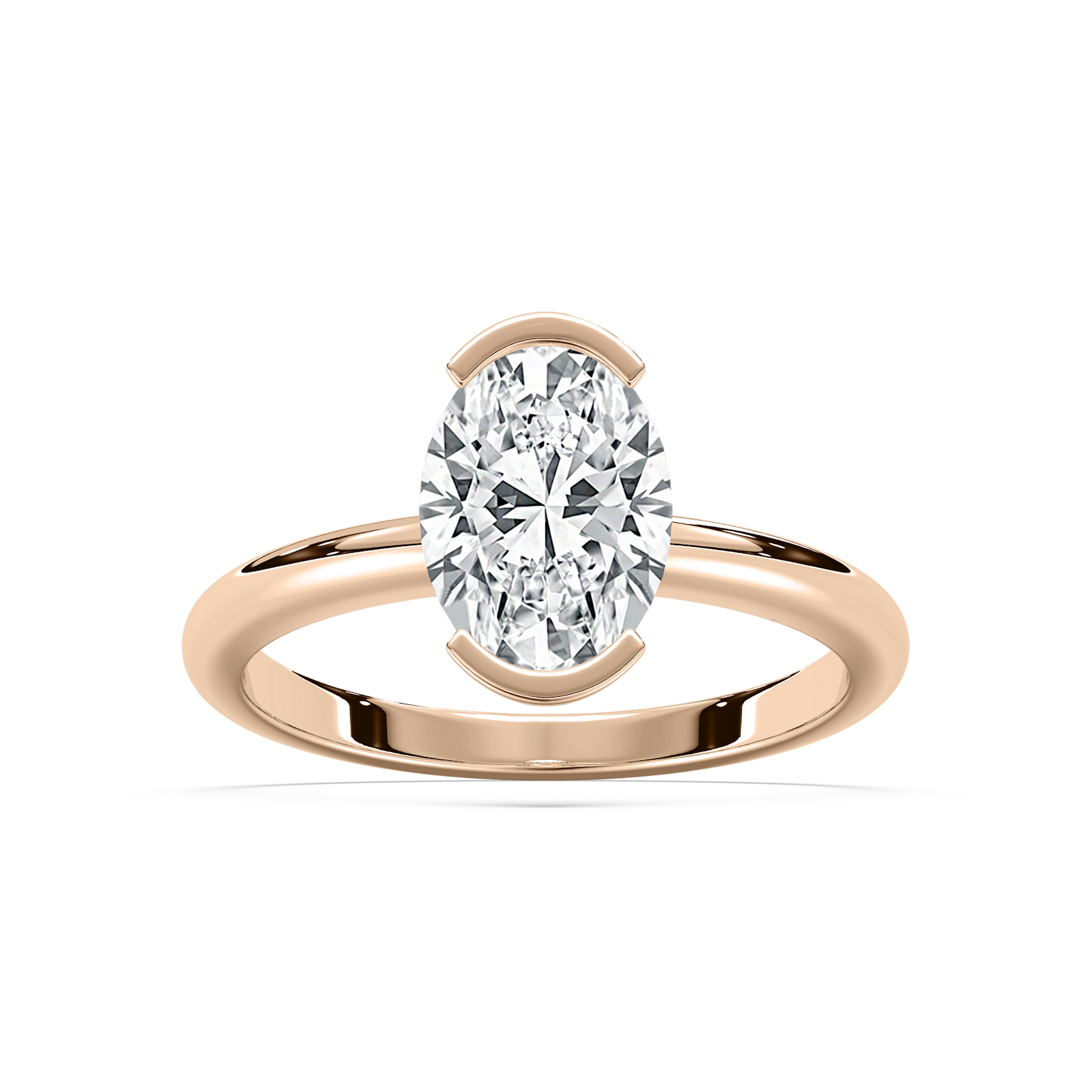 Louisa Semi Bezel Engagement Ring in Rose Gold