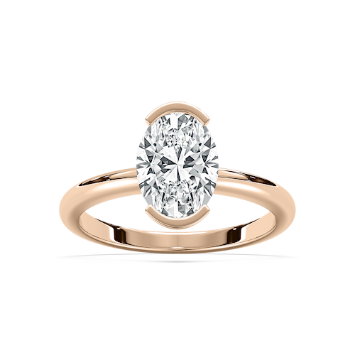 Louisa Semi Bezel Engagement Ring in Rose Gold