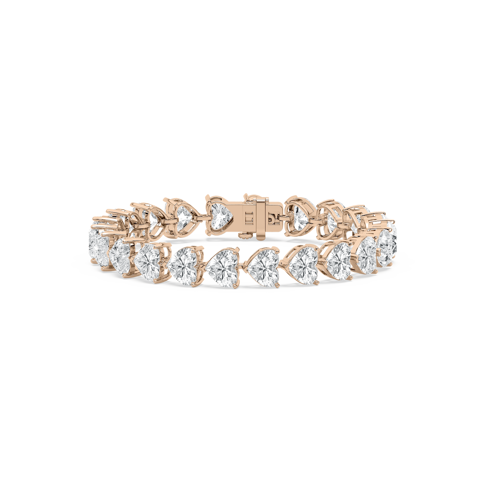 Lyra Heart Tennis Bracelet in 14K Rose Gold