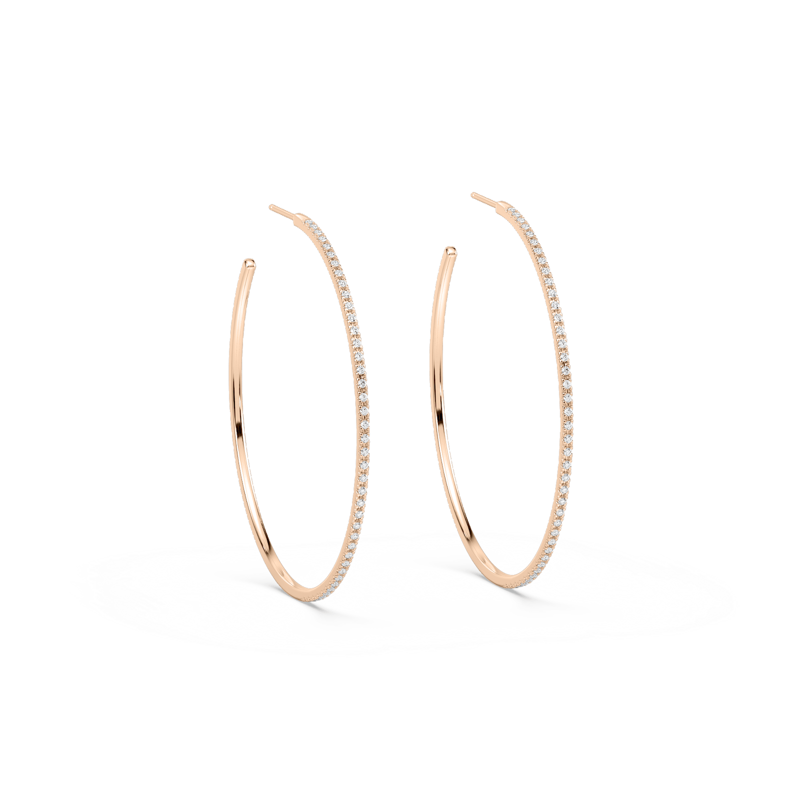 1/2 ctw Round Lab Grown Diamond 2 Inch Skinny Hoop Earrings