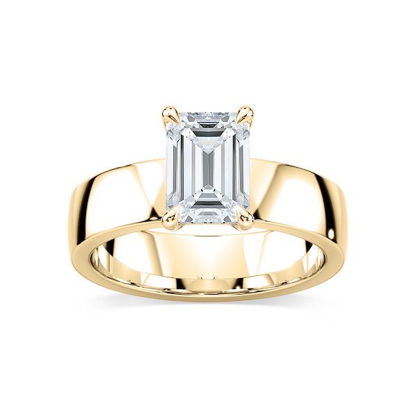 Maya Emerald Lab Grown Diamond 5mm Cigar Band Solitaire Engagement Ring