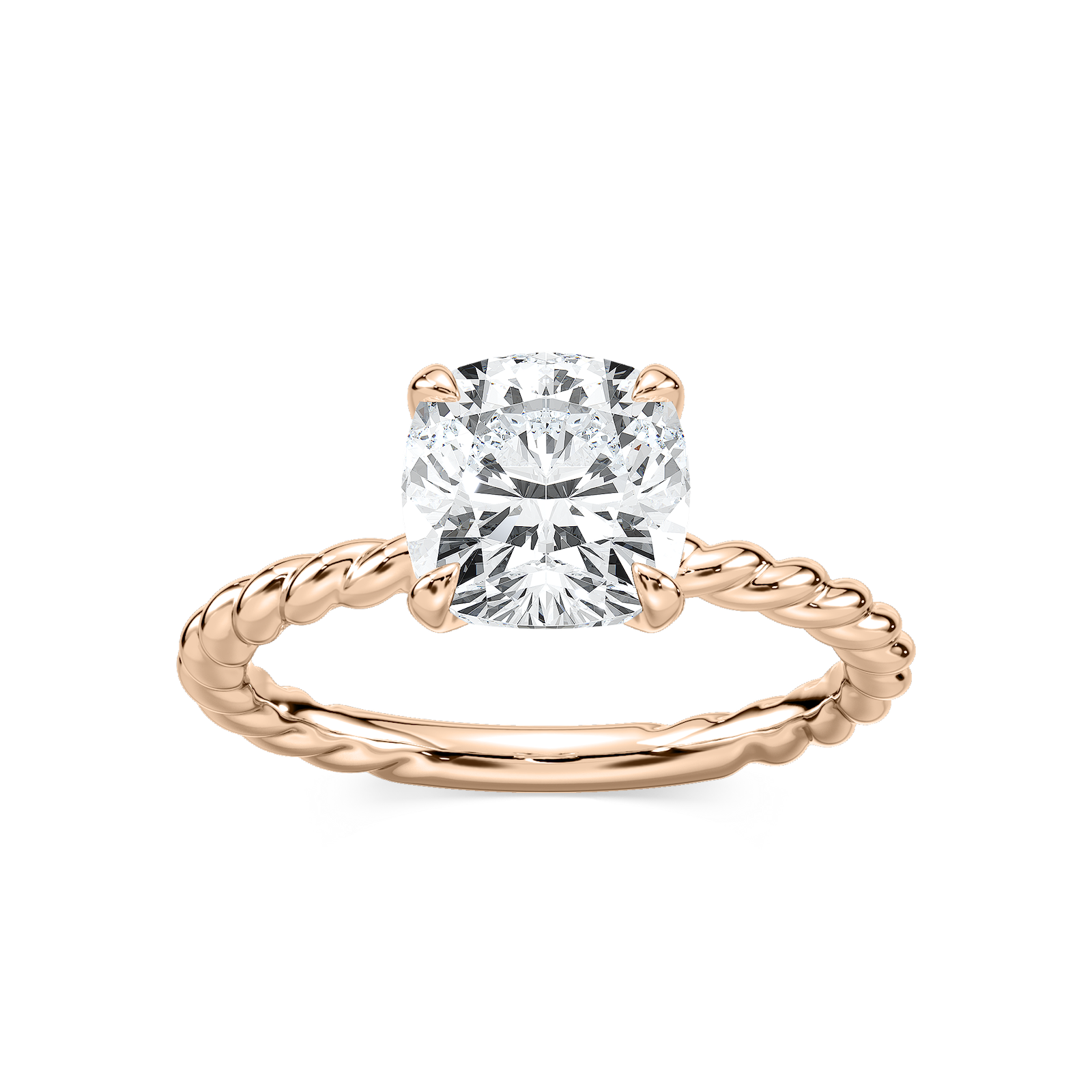 Cali Cushion Lab Grown Diamond Rope Solitaire Engagement Ring
