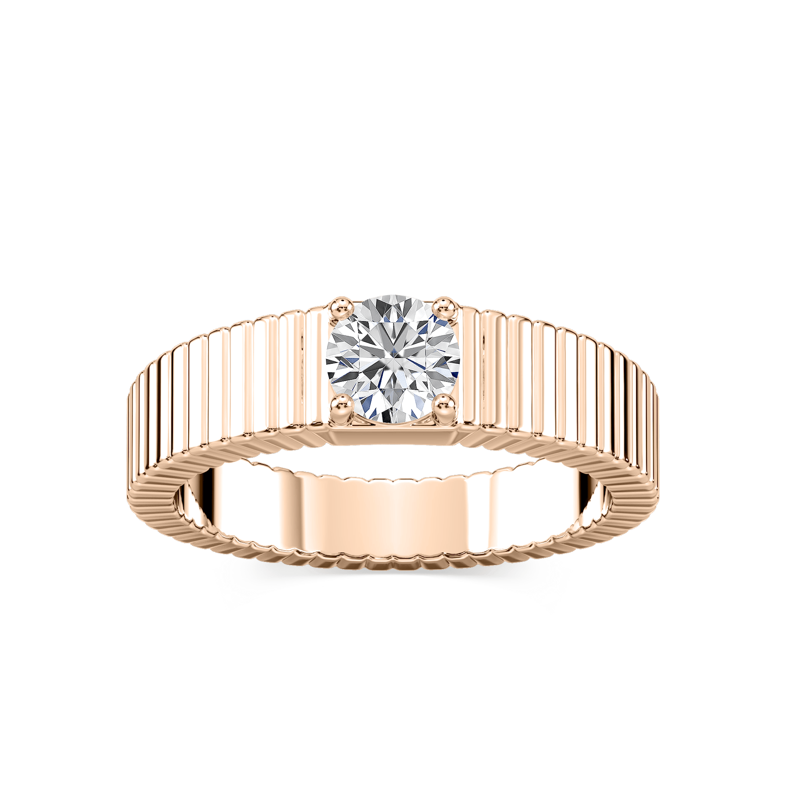 Noelle 1/2 ctw Round Lab Grown Diamond Fluted Solitaire Engagement Ring