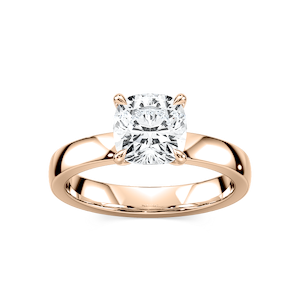 Maya Cushion Lab Grown Diamond 3mm Cigar Band Solitaire Engagement Ring