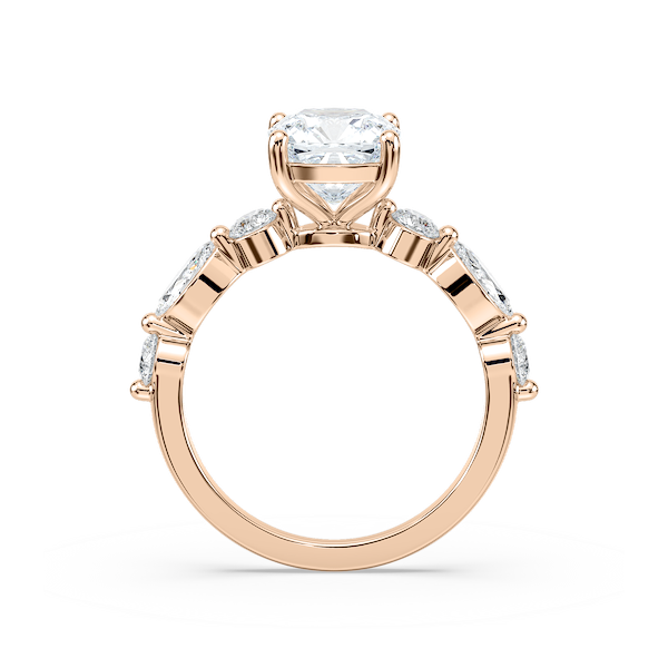 Sia Cushion Lab Grown Diamond Single Shared Prong Side Stone Engagement Ring