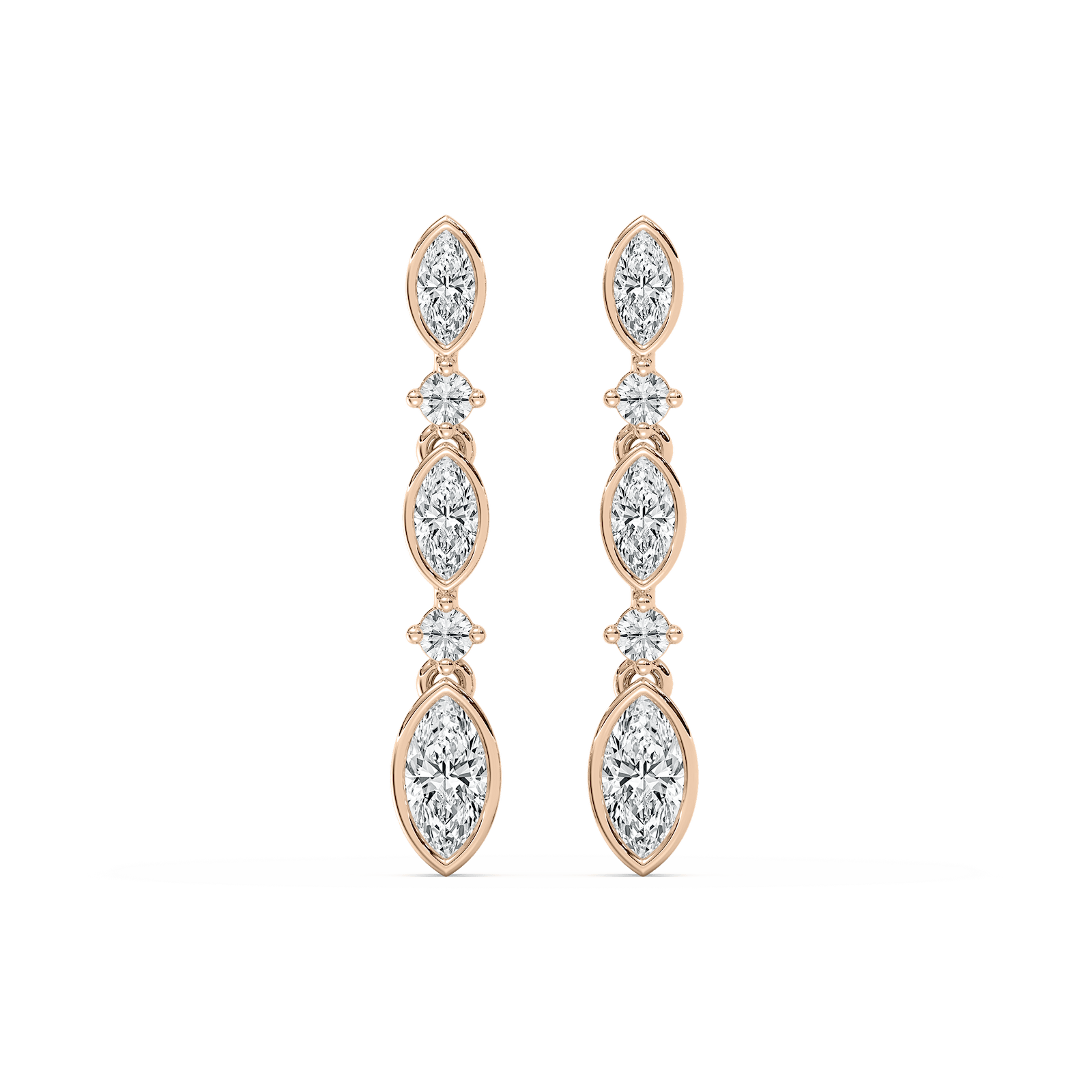 Marquise Diamond Drop Earrings in Rose Gold