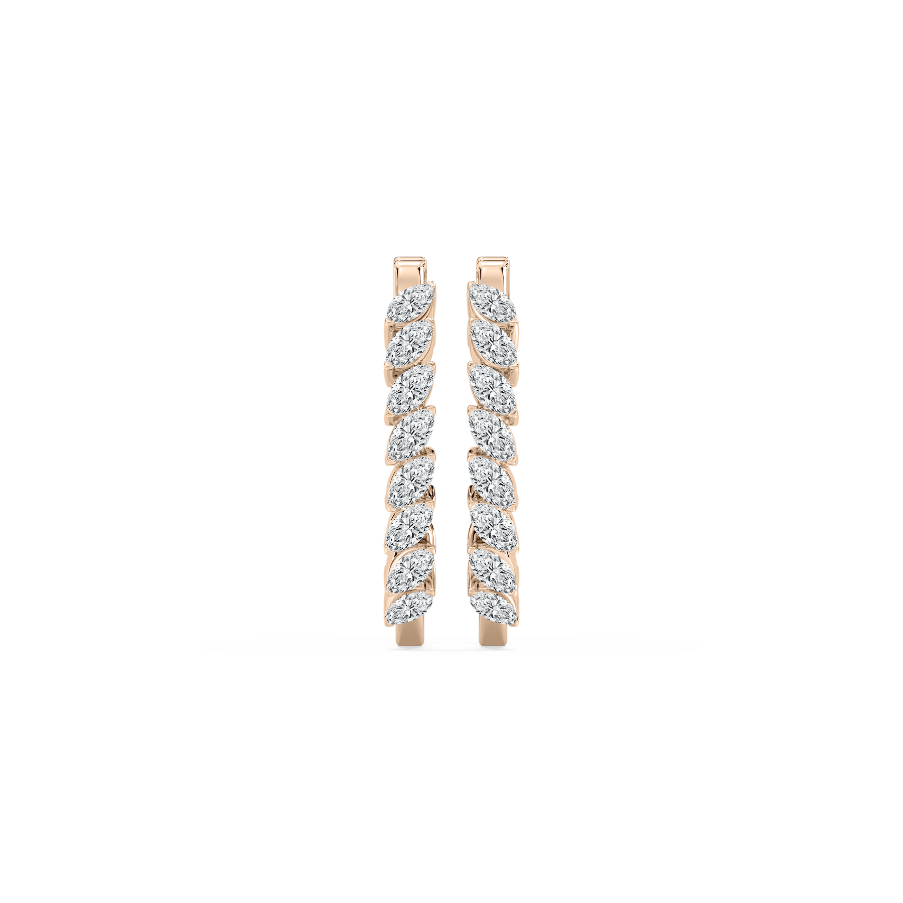 Marquise Diamond Hoop Earrings in Rose Gold