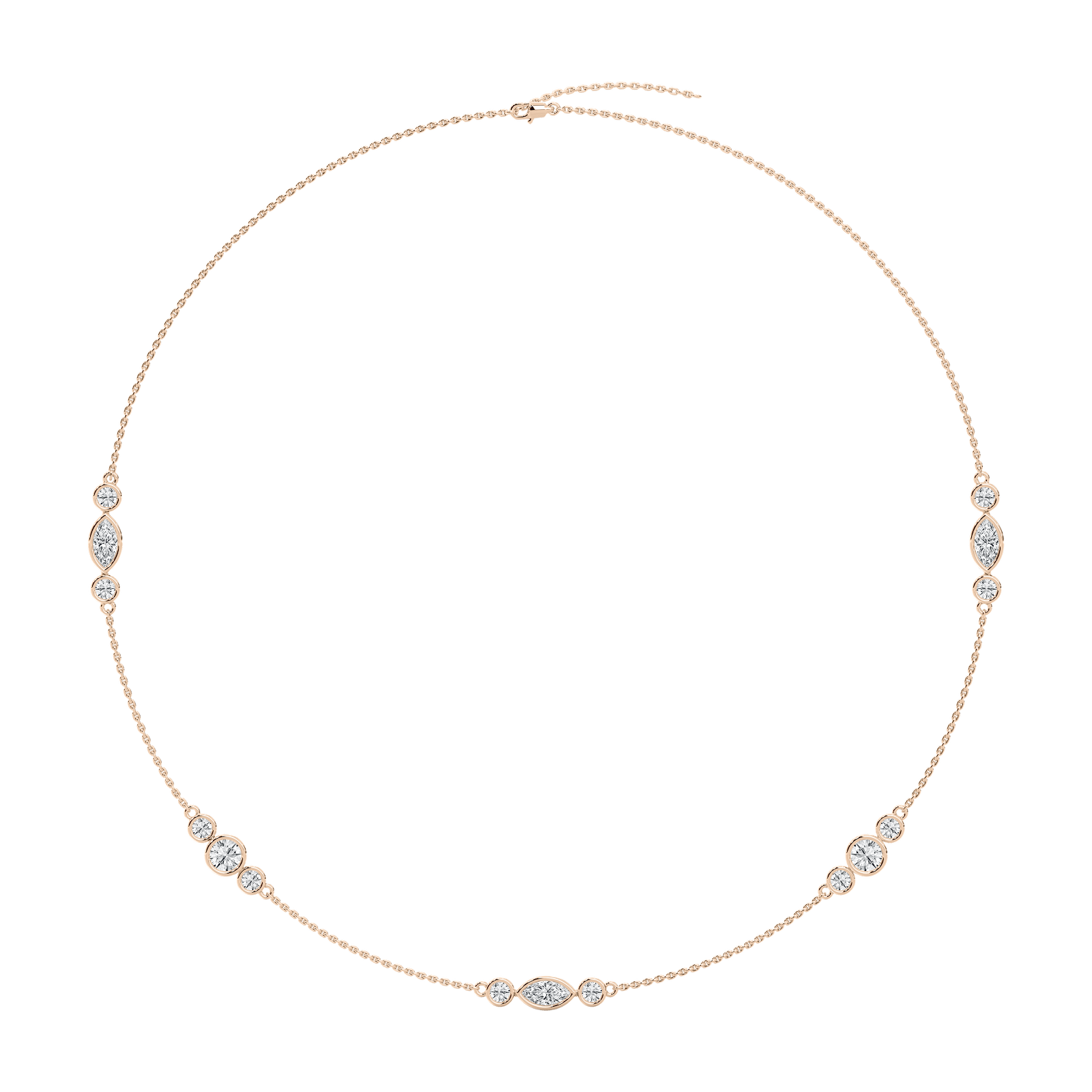 Marquise Round Chain Necklace in Rose Gold