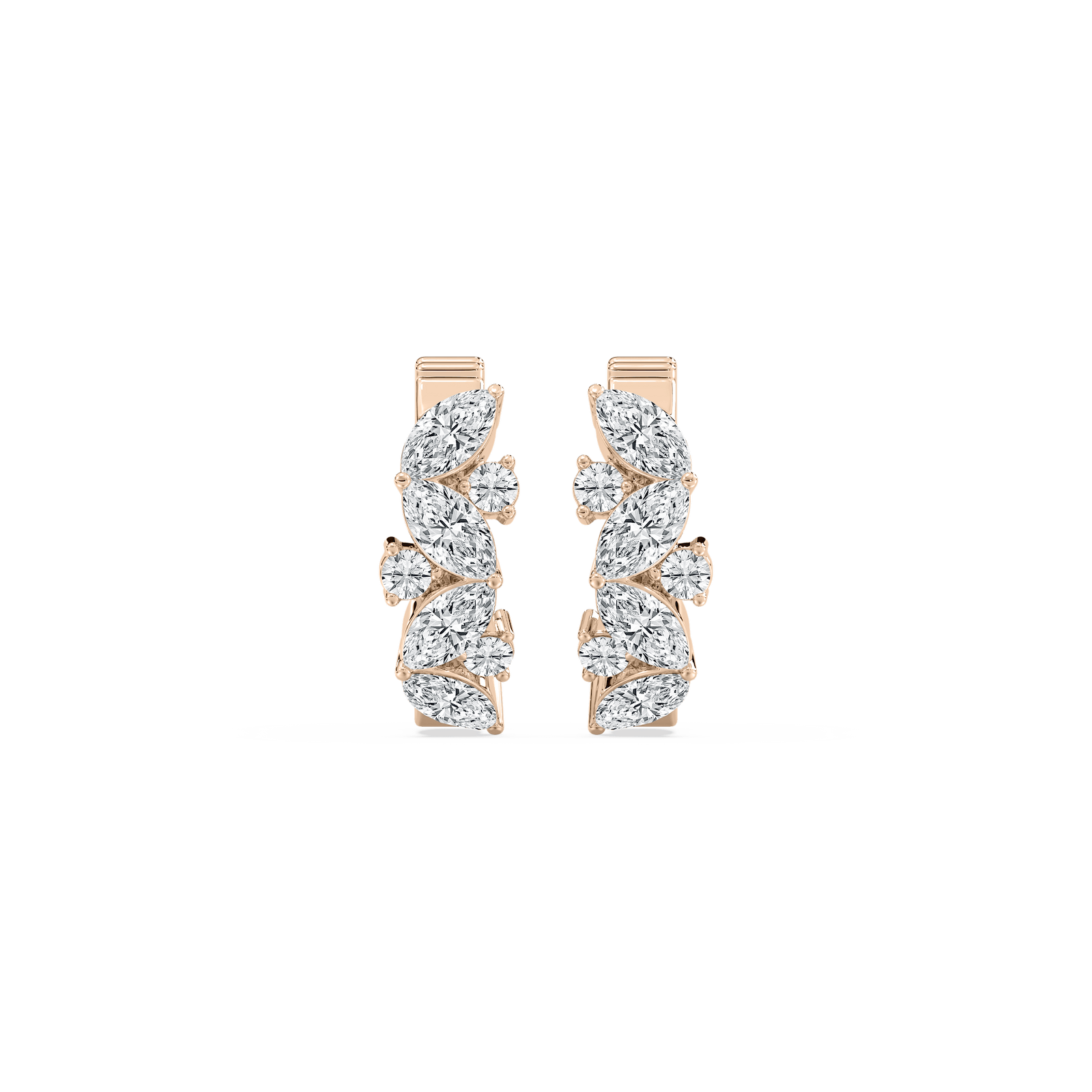 Marquise and Round Petite Hoops in Rose Gold