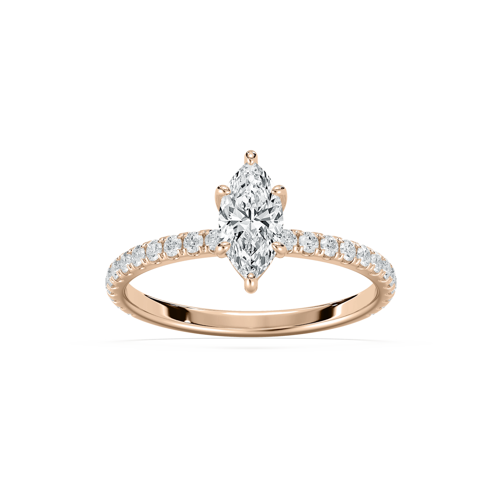 Maura Petite Marquise Engagement Ring in 14K Rose Gold