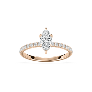 Maura Petite Marquise Engagement Ring in 14K Rose Gold