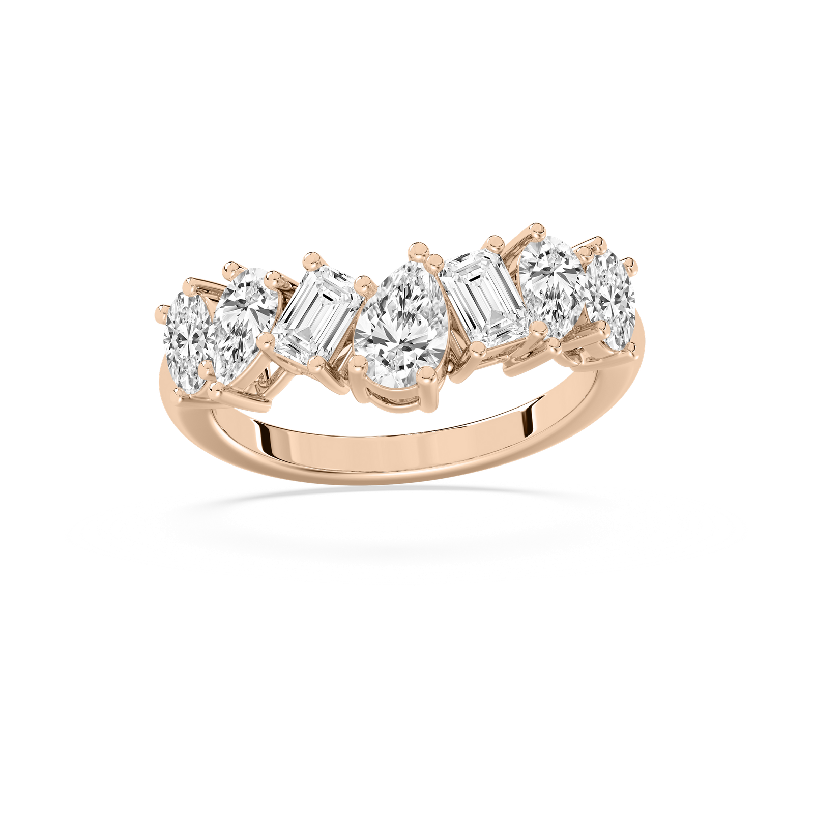Mixed Fancy Shape Countour Band in Rose Gold