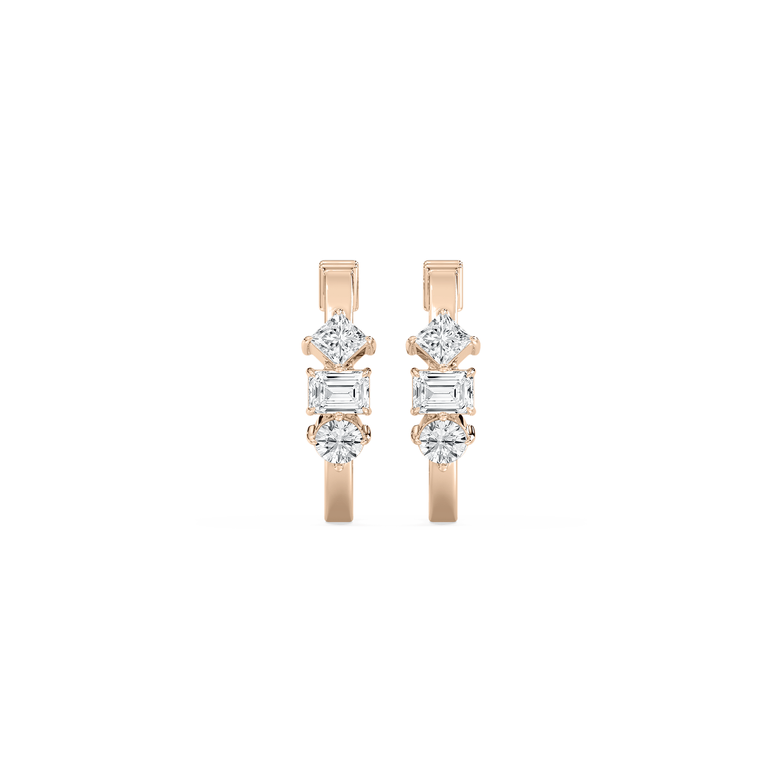 Multi-Cut Diamond Hoops in Rose Gold