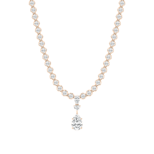 Multi-Shaped Diamond Necklace with Pear Center in Rose Gold