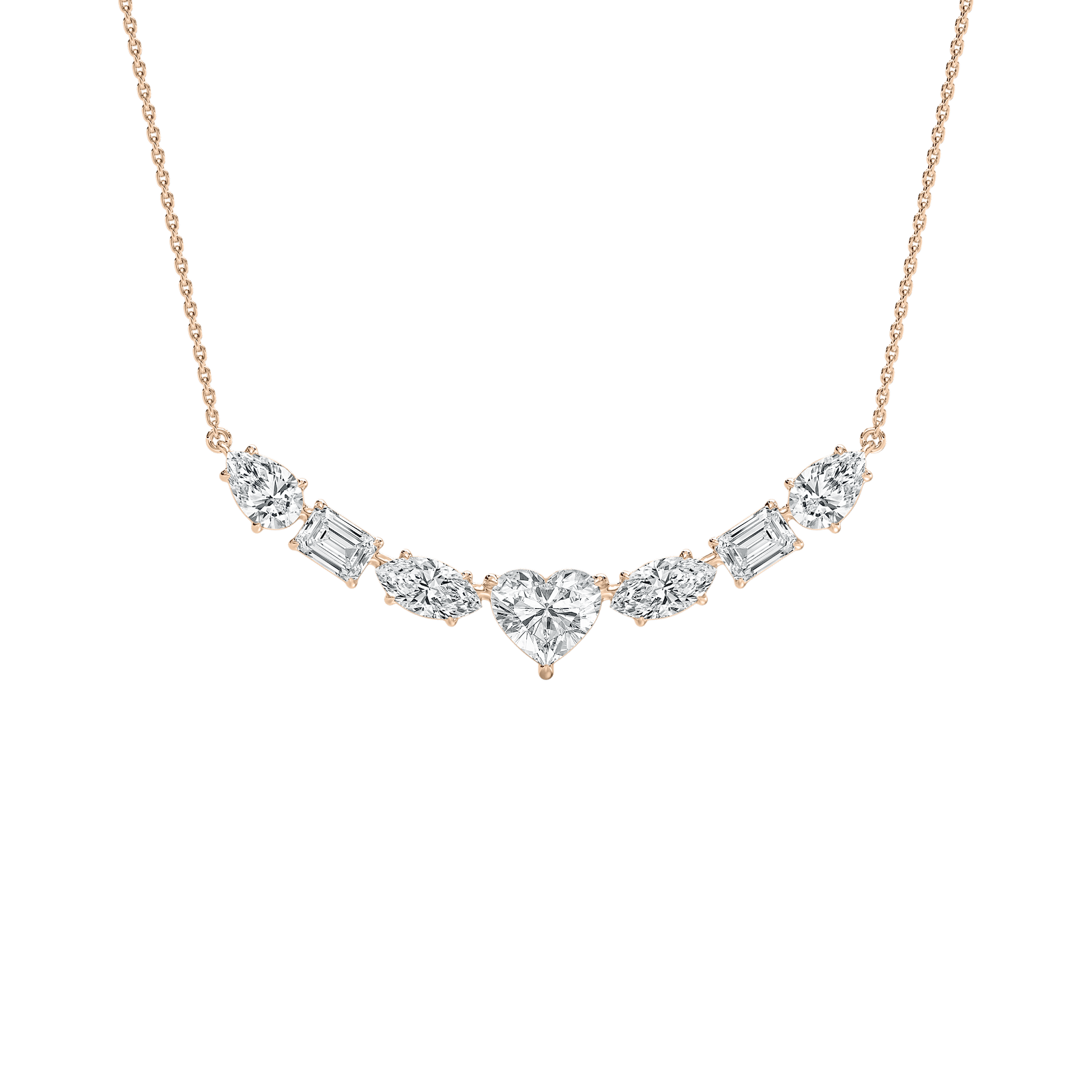 Multi-Stone Diamond Necklace in Rose Gold