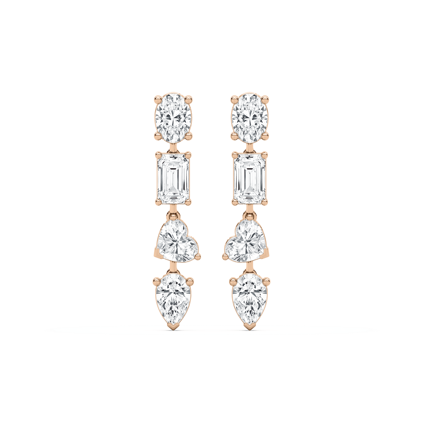 Multi Stone Drop Earrings in Rose Gold