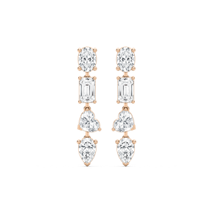Multi Stone Drop Earrings in Rose Gold
