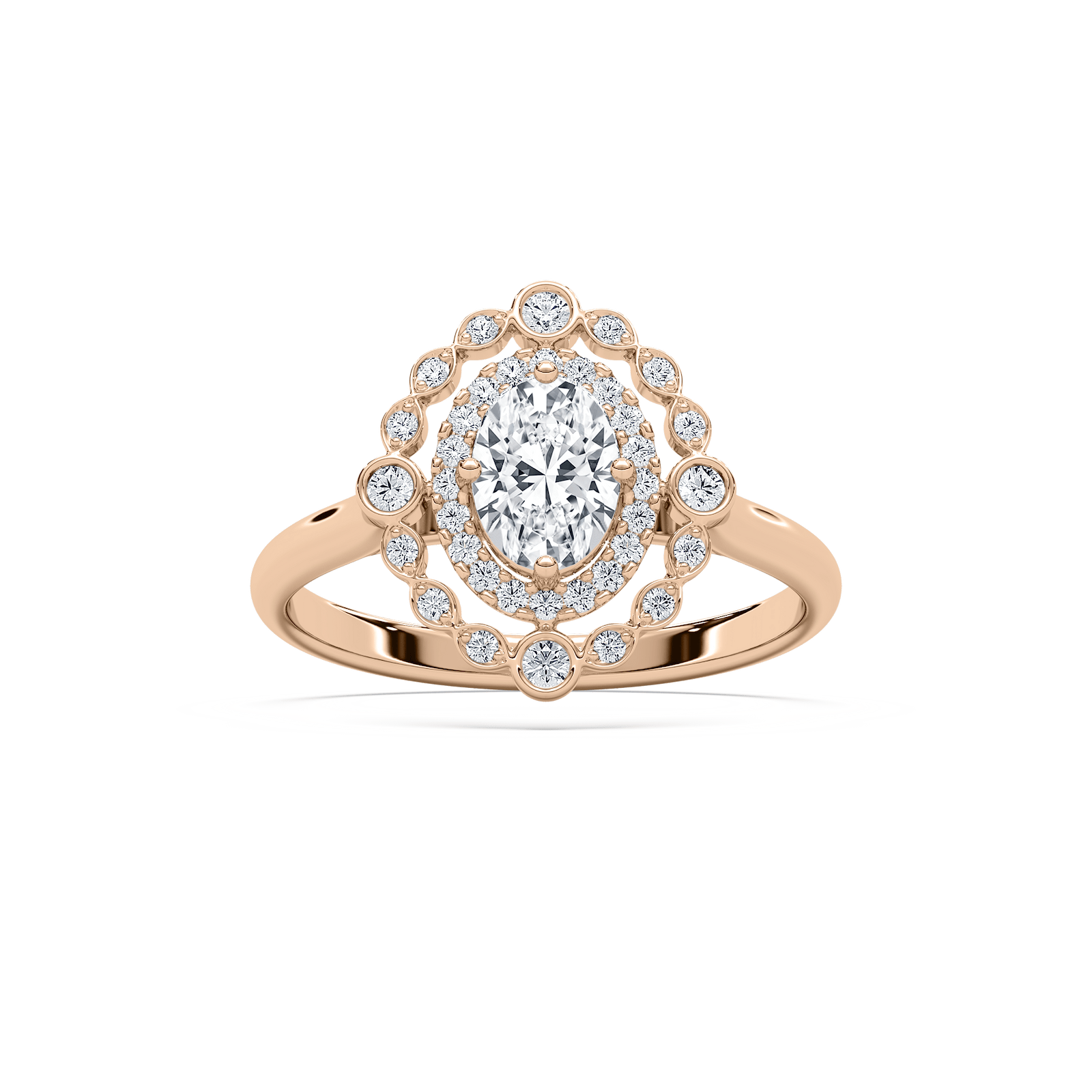 Naida Petite Oval Engagement Ring in Rose Gold