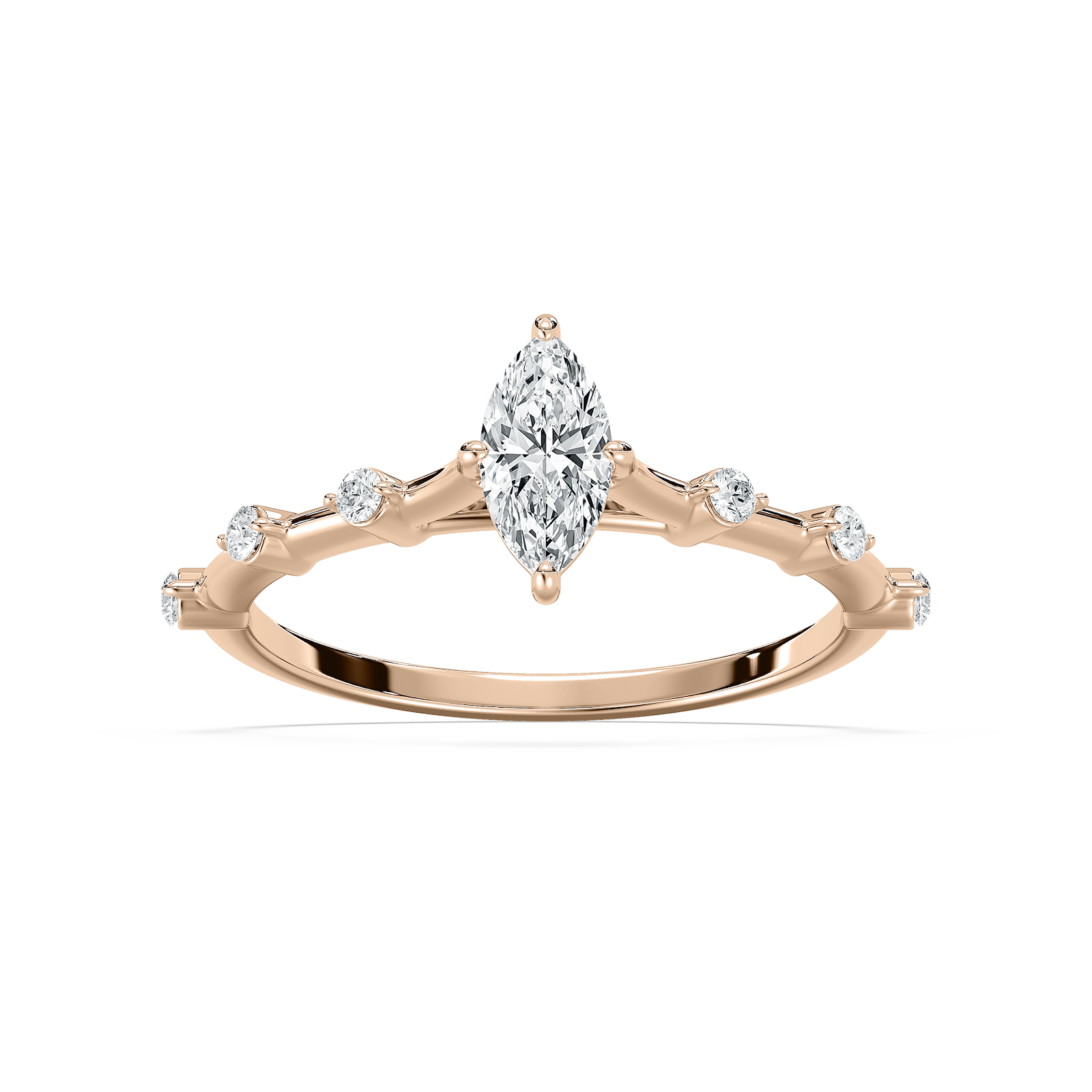 Nika Petite Marquise Engagement Ring in Rose Gold