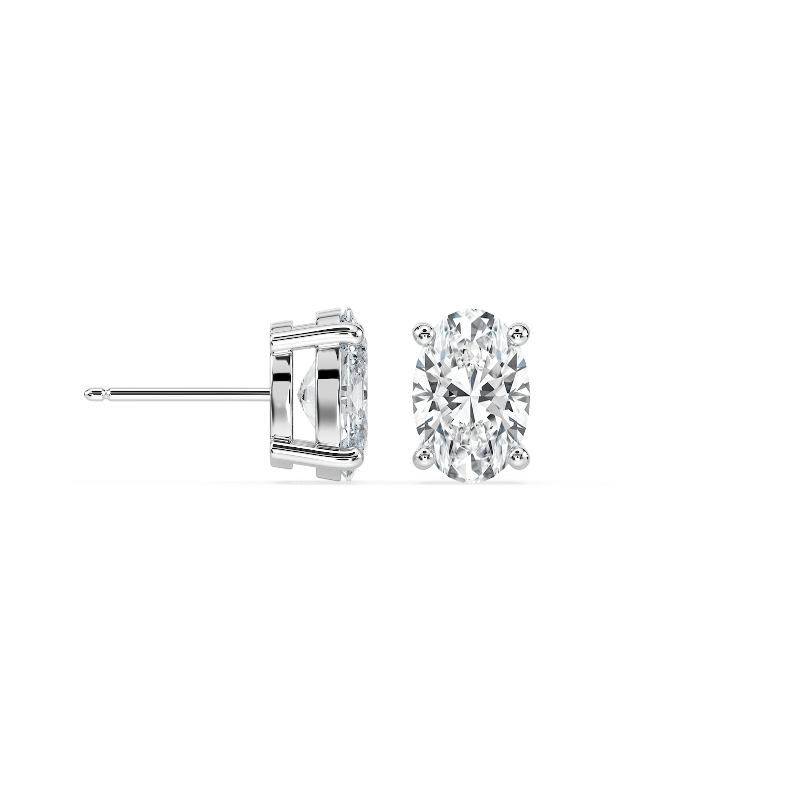 Oval Basket Studs with 1.50ctw Lab-Grown Diamonds in 14K White Gold