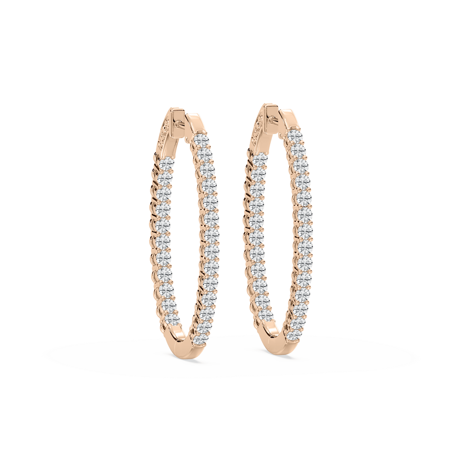 Oval Inside-Out Hoops in Rose Gold