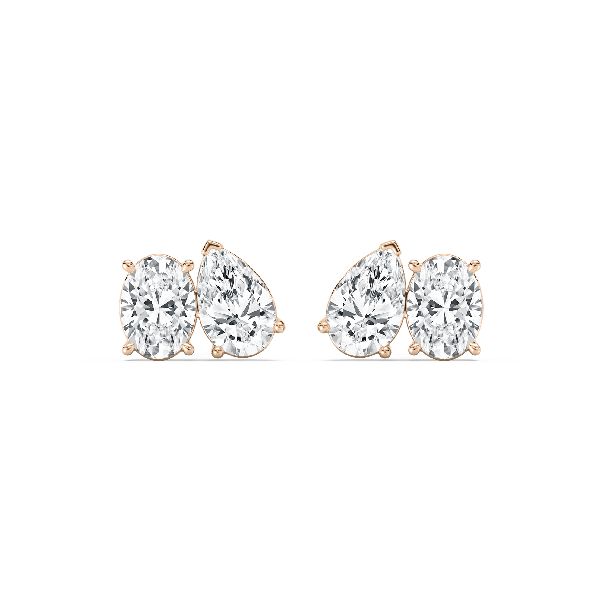 Oval Pear Stud Earrings in Rose Gold