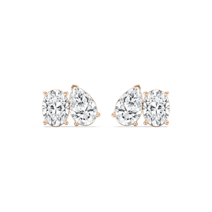 Oval Pear Stud Earrings in Rose Gold