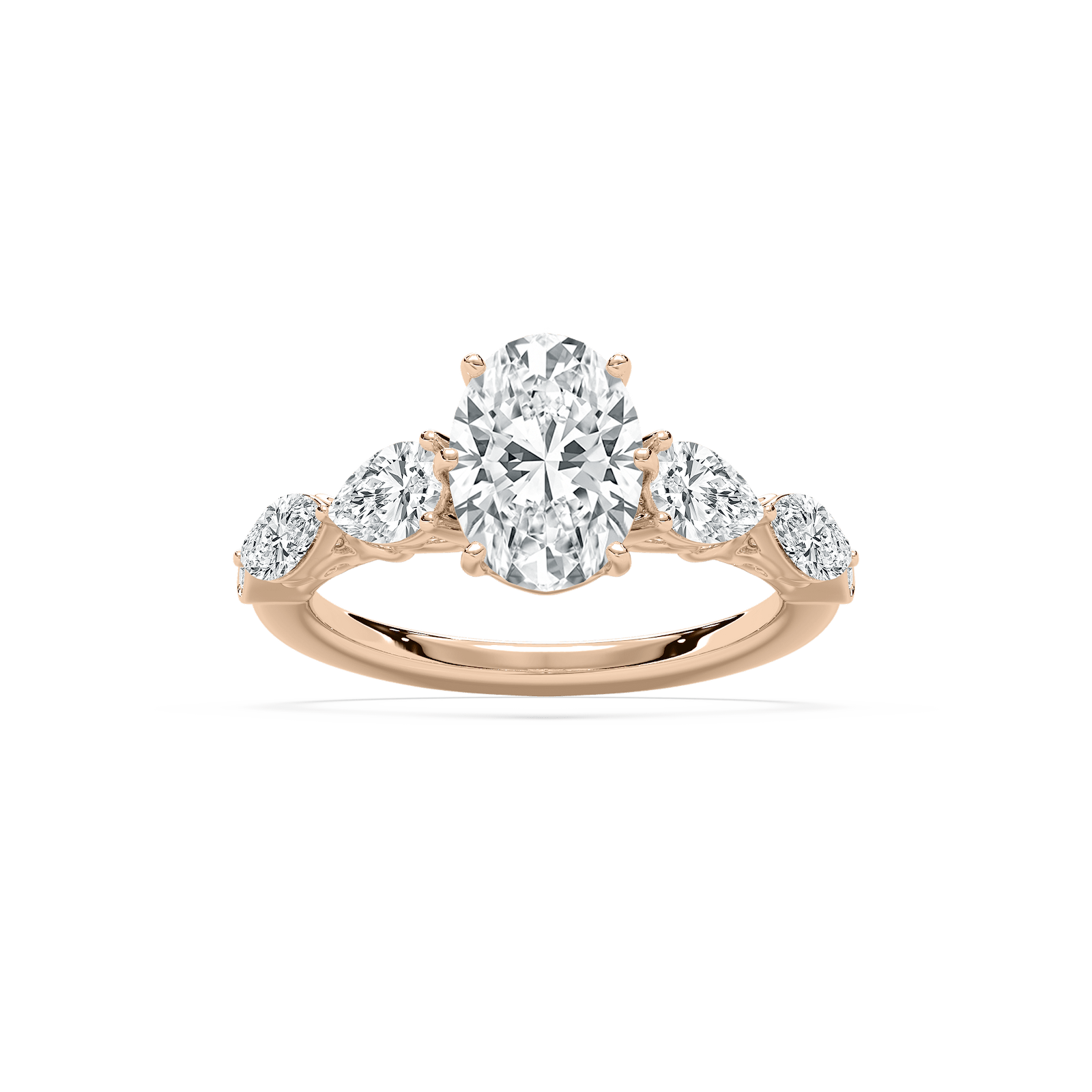 Oval Scroll Engagement Ring in Rose Gold