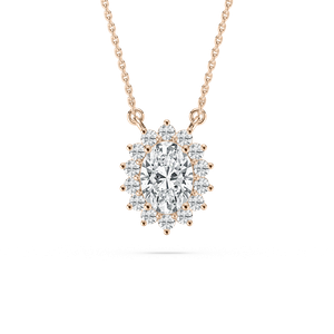 Oval Star Halo Necklace in Rose Gold