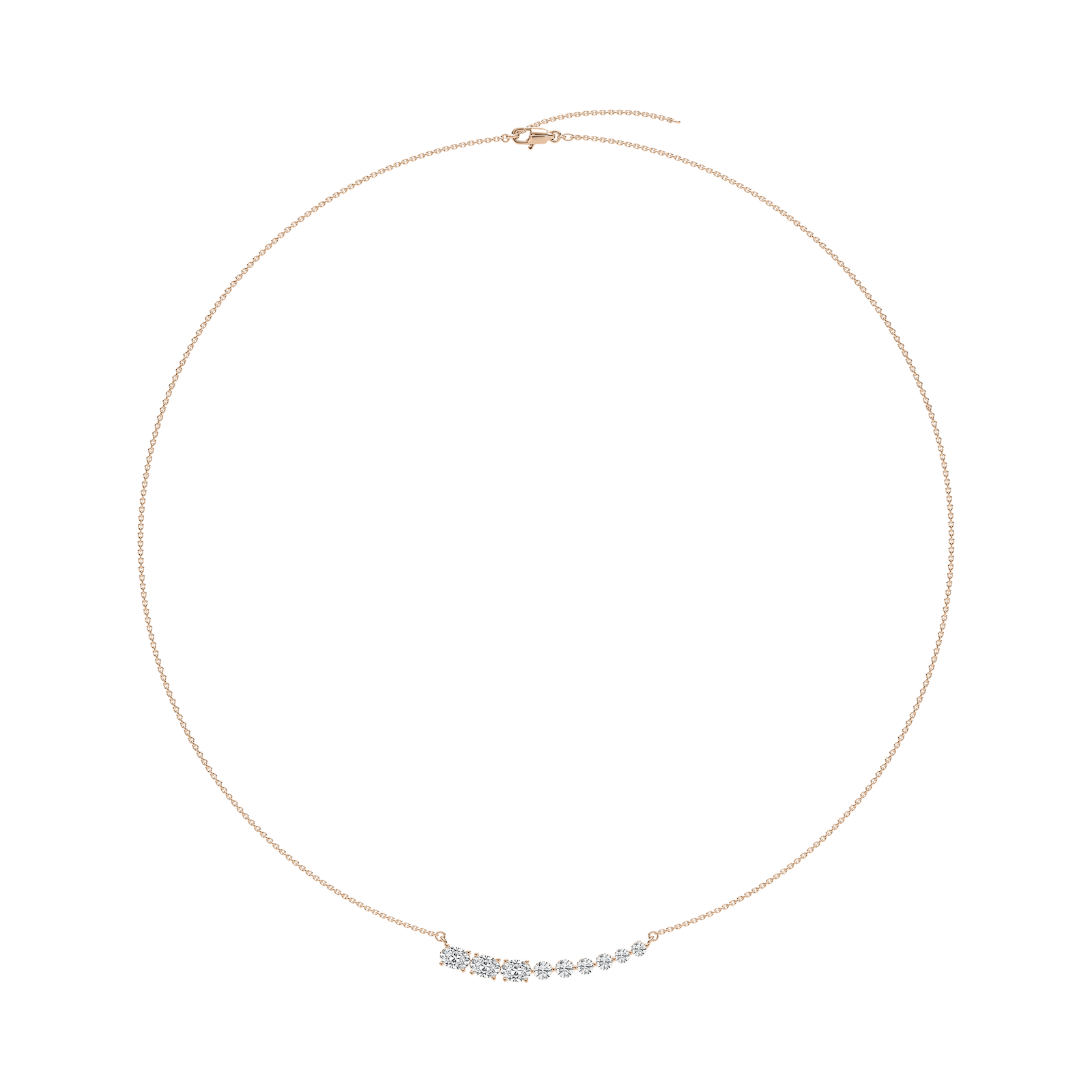 Oval and Round Bar Necklace in Rose Gold