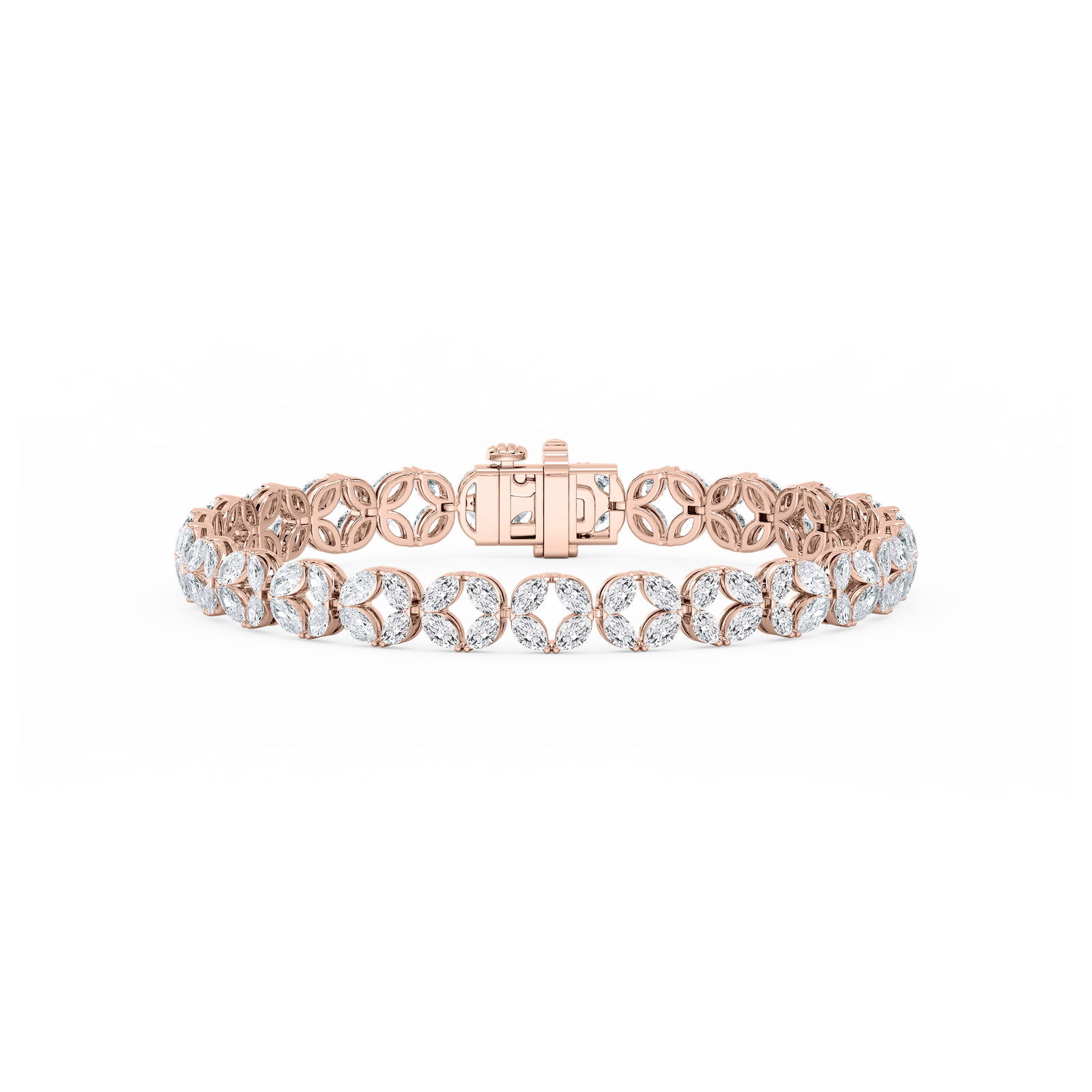 8 ctw Marquise Lab Grown Diamond Open Flower Bracelet  - 7 Inches