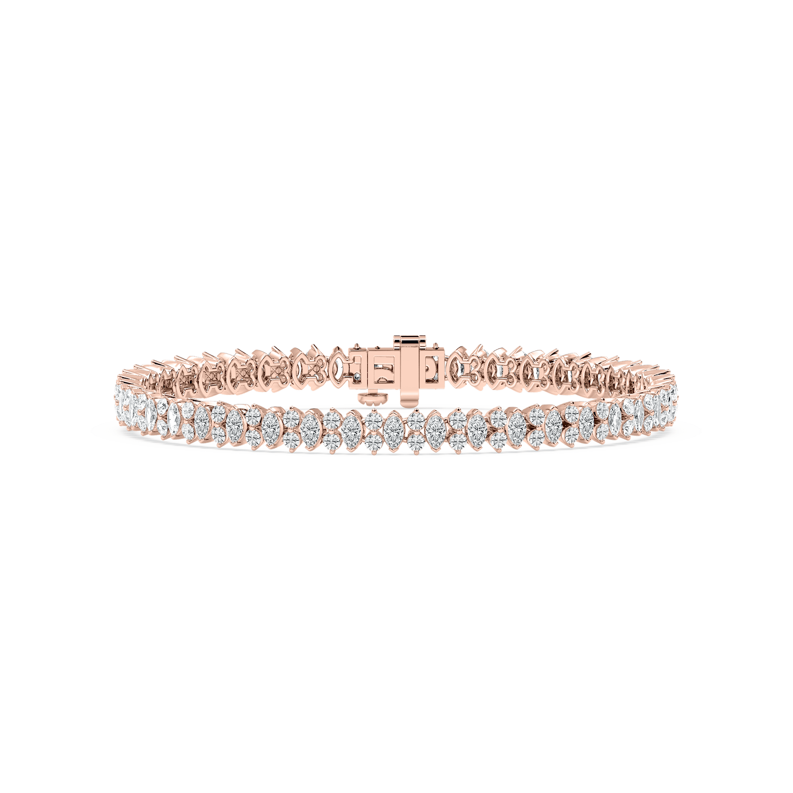 6 ⅙ ctw Marquise and Round Lab Grown Diamond Double Row Tennis Bracelet - 7 Inches