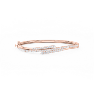2 ctw Round Lab Grown Diamond Three Row Bypass Bangle Bracelet  - 7.25 Inches