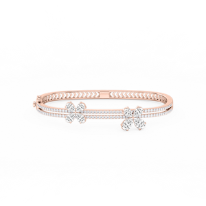 4 ctw Pear and Round Lab Grown Diamond Floating Flower Bangle Bracelet  - 7.25 Inches