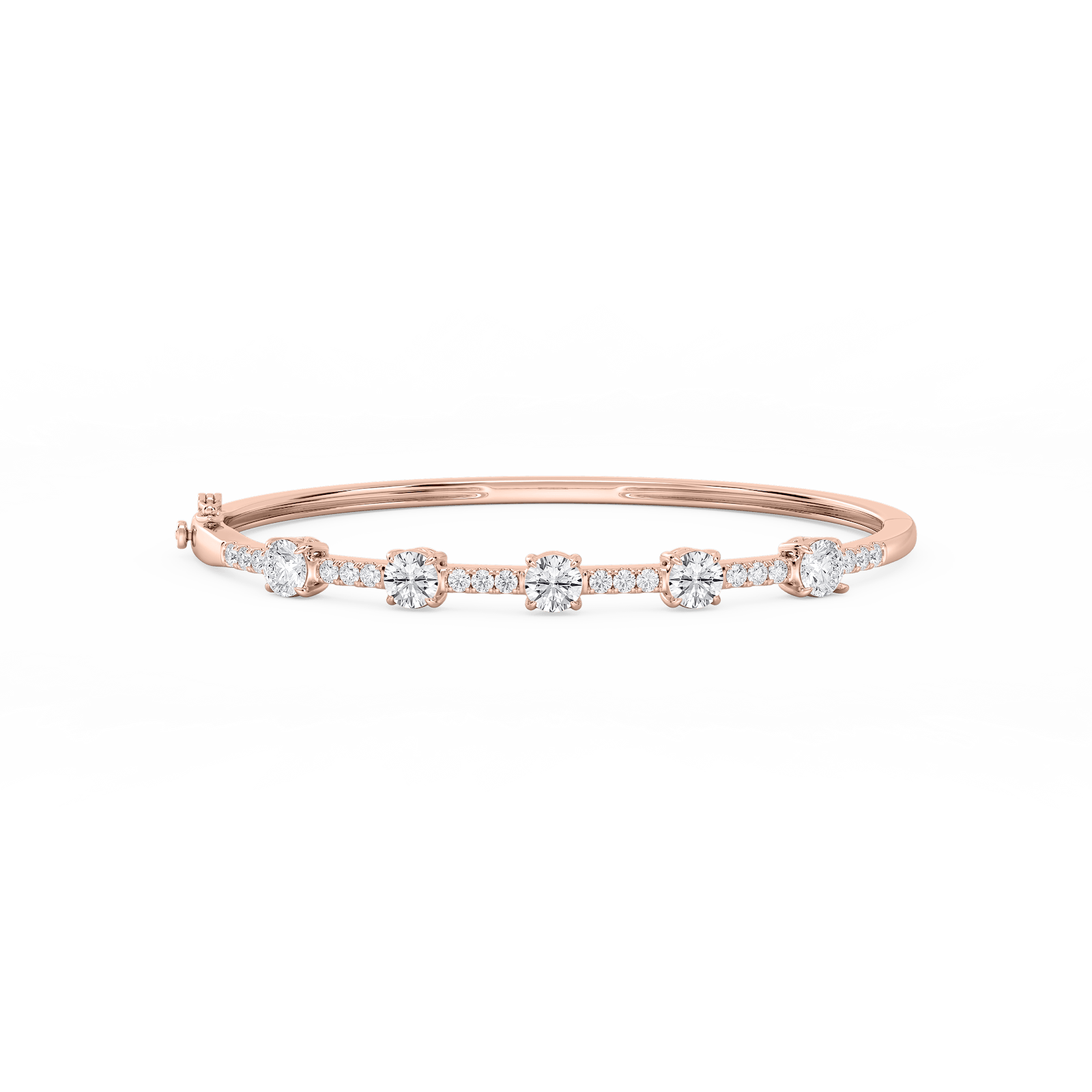 3 ctw Round Lab Grown Diamond Five Station Bangle Bracelet  - 7.25 Inches