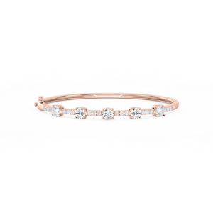 3 ctw Round Lab Grown Diamond Five Station Bangle Bracelet  - 7.25 Inches