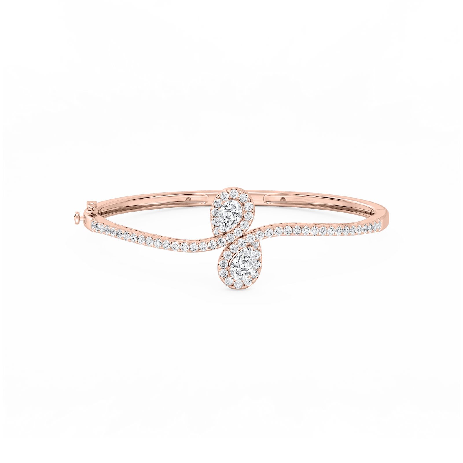 3 ¼ ctw Pear and Round Lab Grown Diamond Bypass Bangle Bracelet  - 7.25 Inches