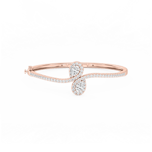 3 ¼ ctw Pear and Round Lab Grown Diamond Bypass Bangle Bracelet  - 7.25 Inches