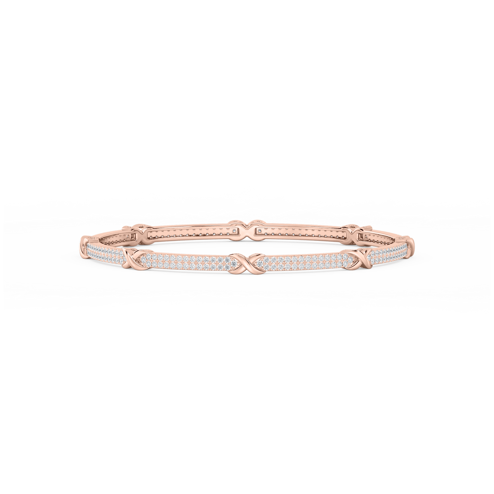 4 ½ ctw Round Lab Grown Diamond X Bangle Bracelet  - 7.25 Inches