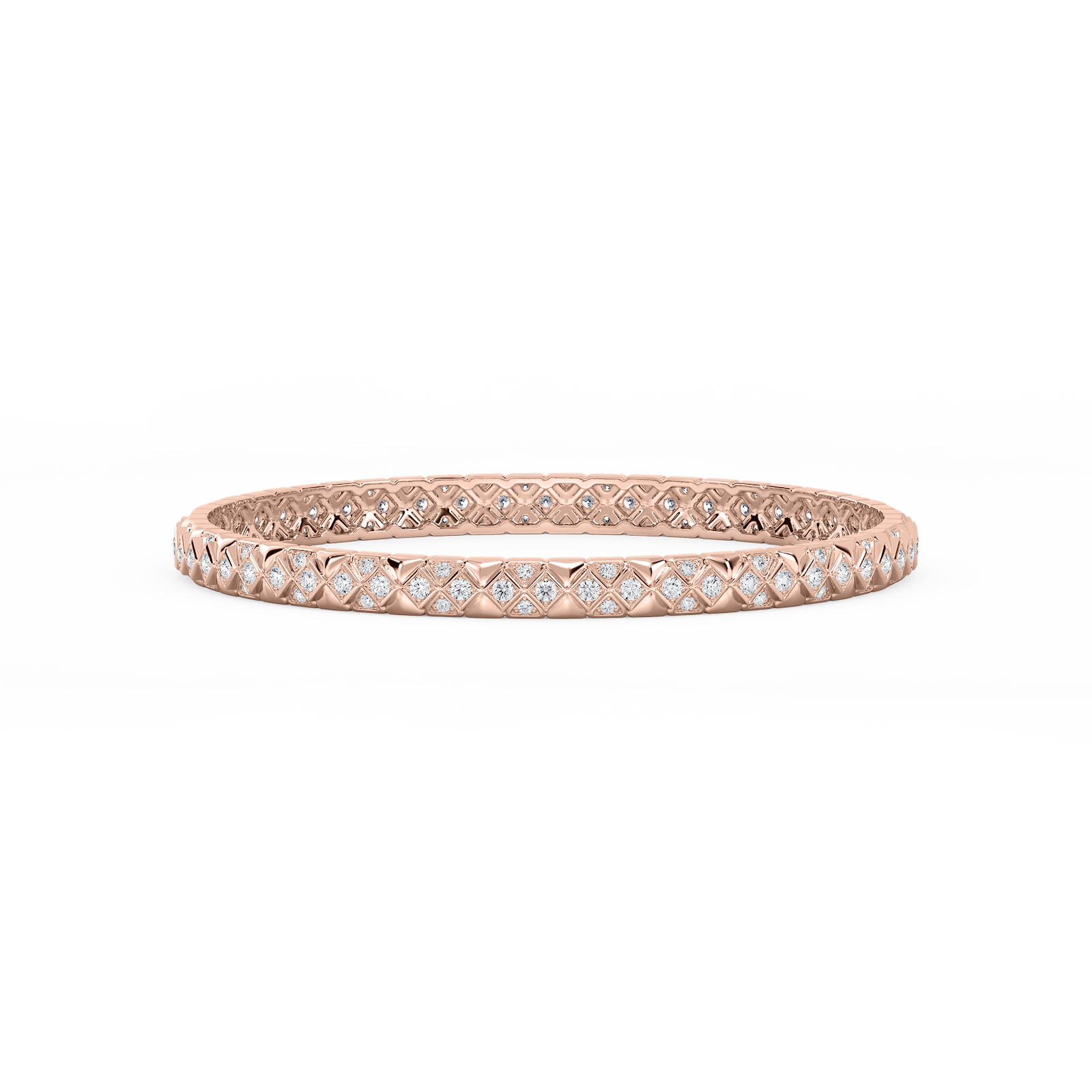 2 ⅜ ctw Round Lab Grown Diamond Textured Mosaic Bangle Bracelet  - 7.25 Inches