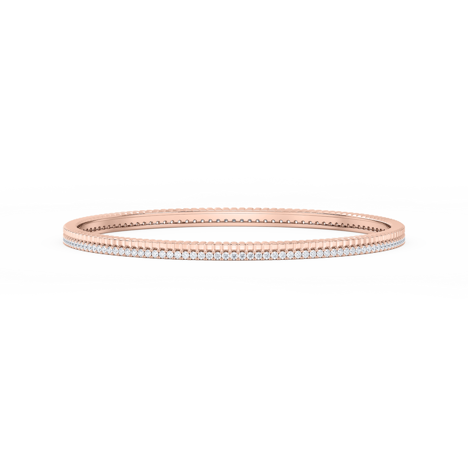 1 ½ ctw Round Lab Grown Diamond Double Row Bangle Bracelet  - 7.25 Inches