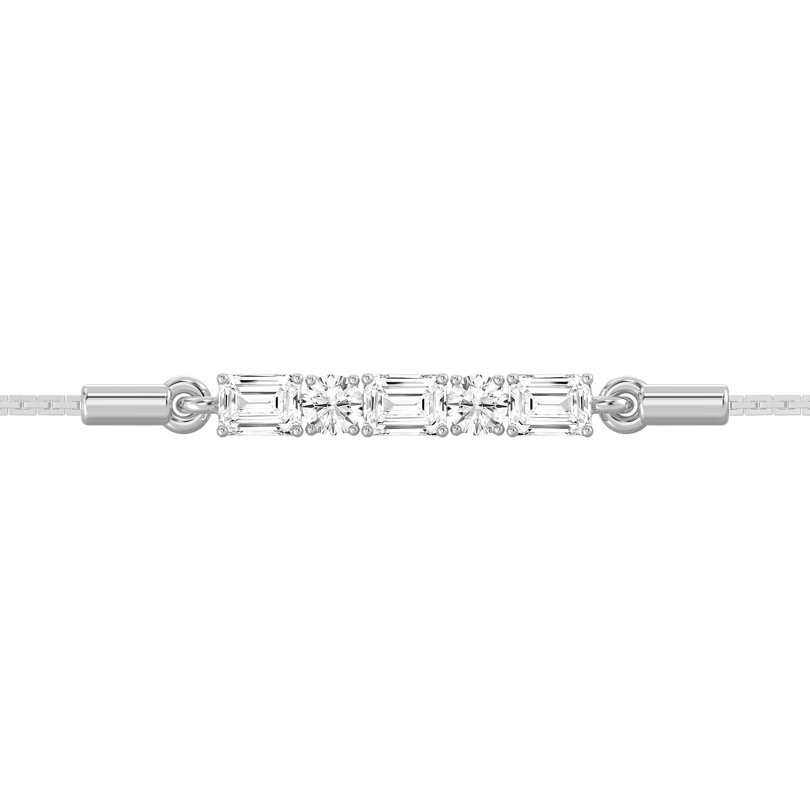 1/2 ctw Round and Emerald Lab Grown Diamond Alternating Five-Stone Bolo - 7 Inches