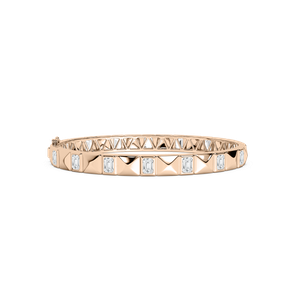 4 ctw Emerald Lab Grown Diamond Pyramid Stud Bangle Bracelet - 7.5 Inches