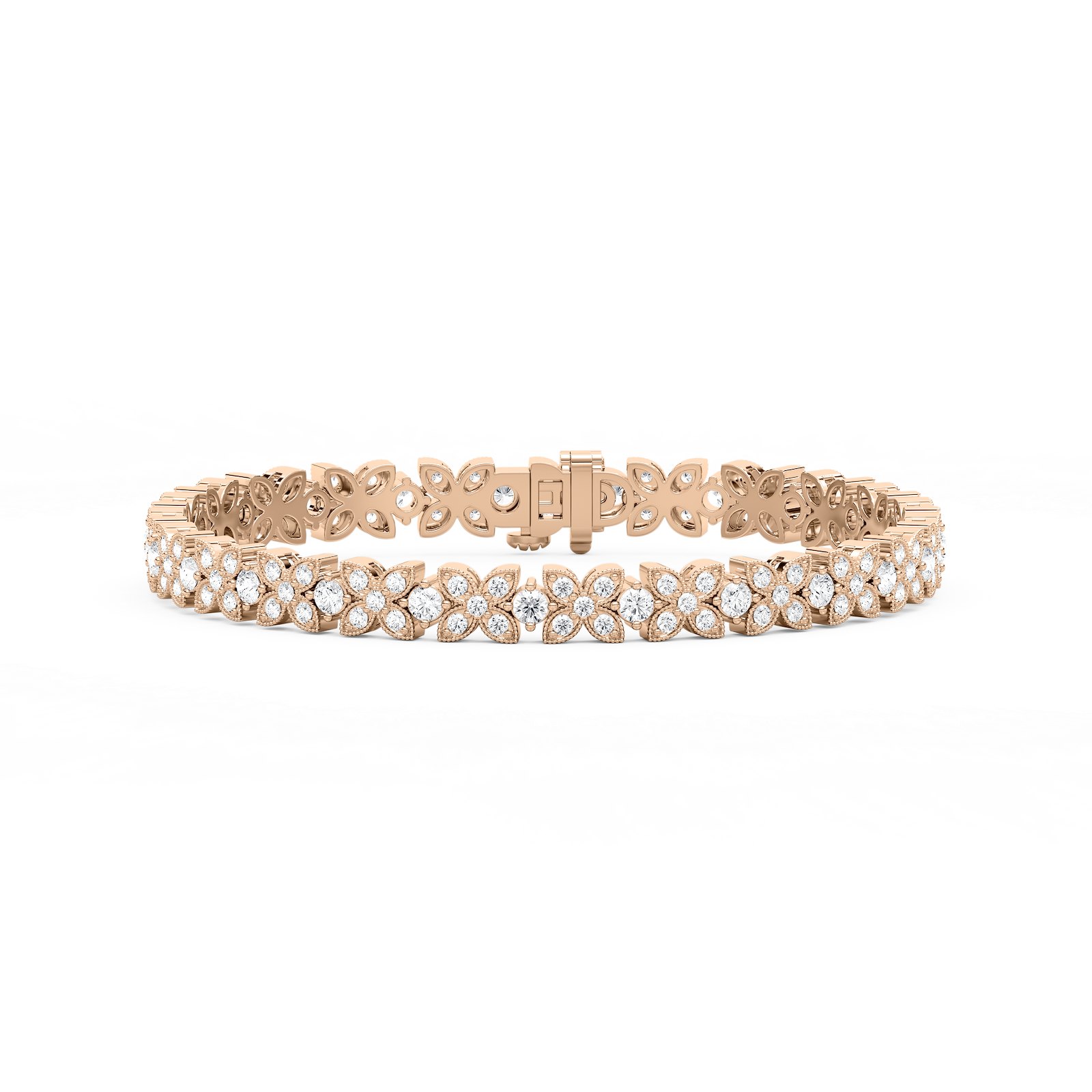 4 ¹⁄₈ ctw Round Lab Grown Diamond Floral Bracelet  - 7 Inches