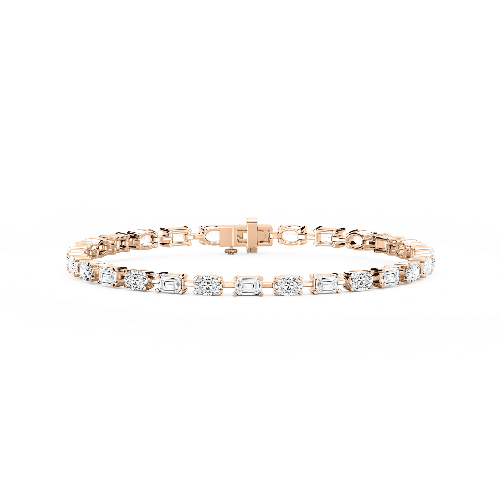 7 ctw Emerald and Oval Lab Grown Diamond Bar Link Tennis Bracelet  - 7 Inches