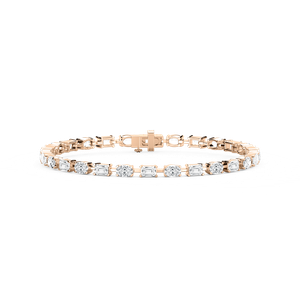 7 ctw Emerald and Oval Lab Grown Diamond Bar Link Tennis Bracelet  - 7 Inches