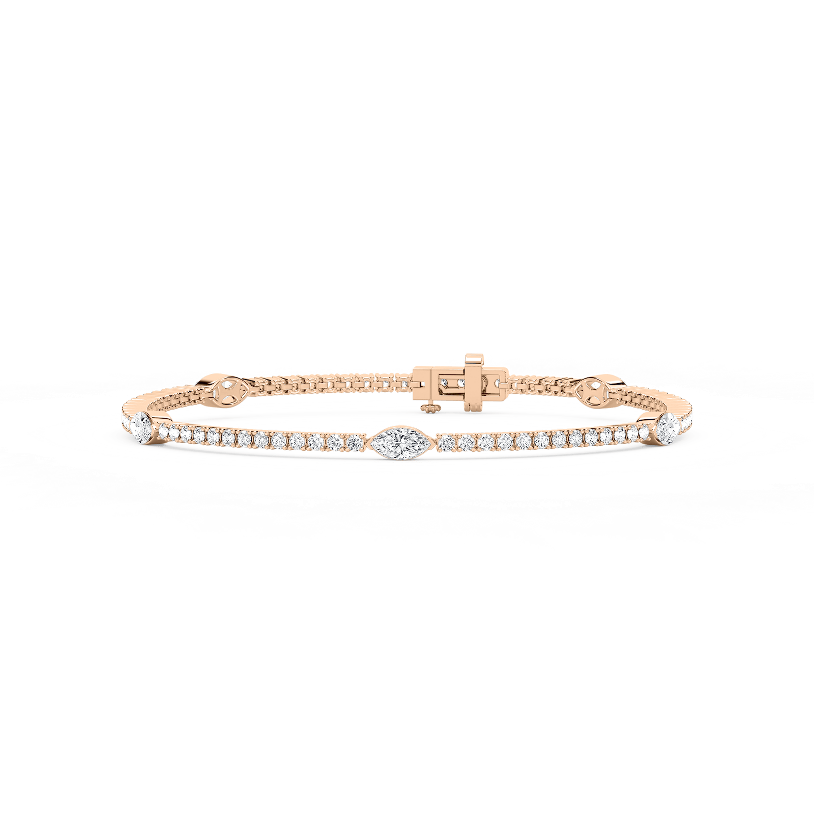 2 ¼ ctw Marquise Lab Grown Diamond Station Tennis Bracelet - 7 Inches